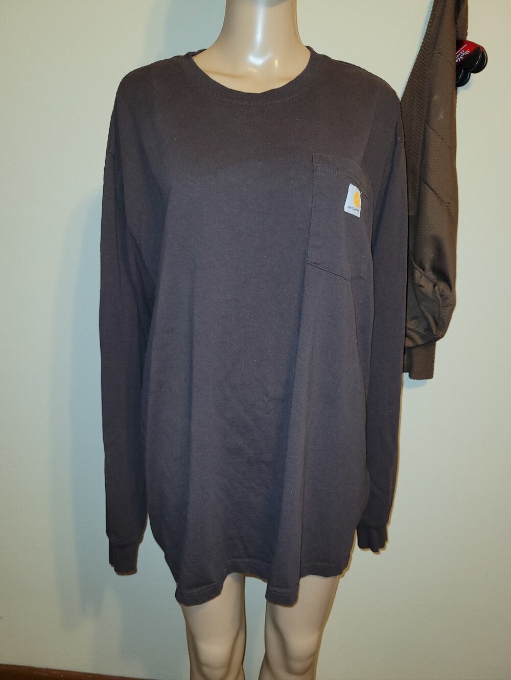Carhartt Dark Brown Long Sleeve Pocket Tee.  Size XL